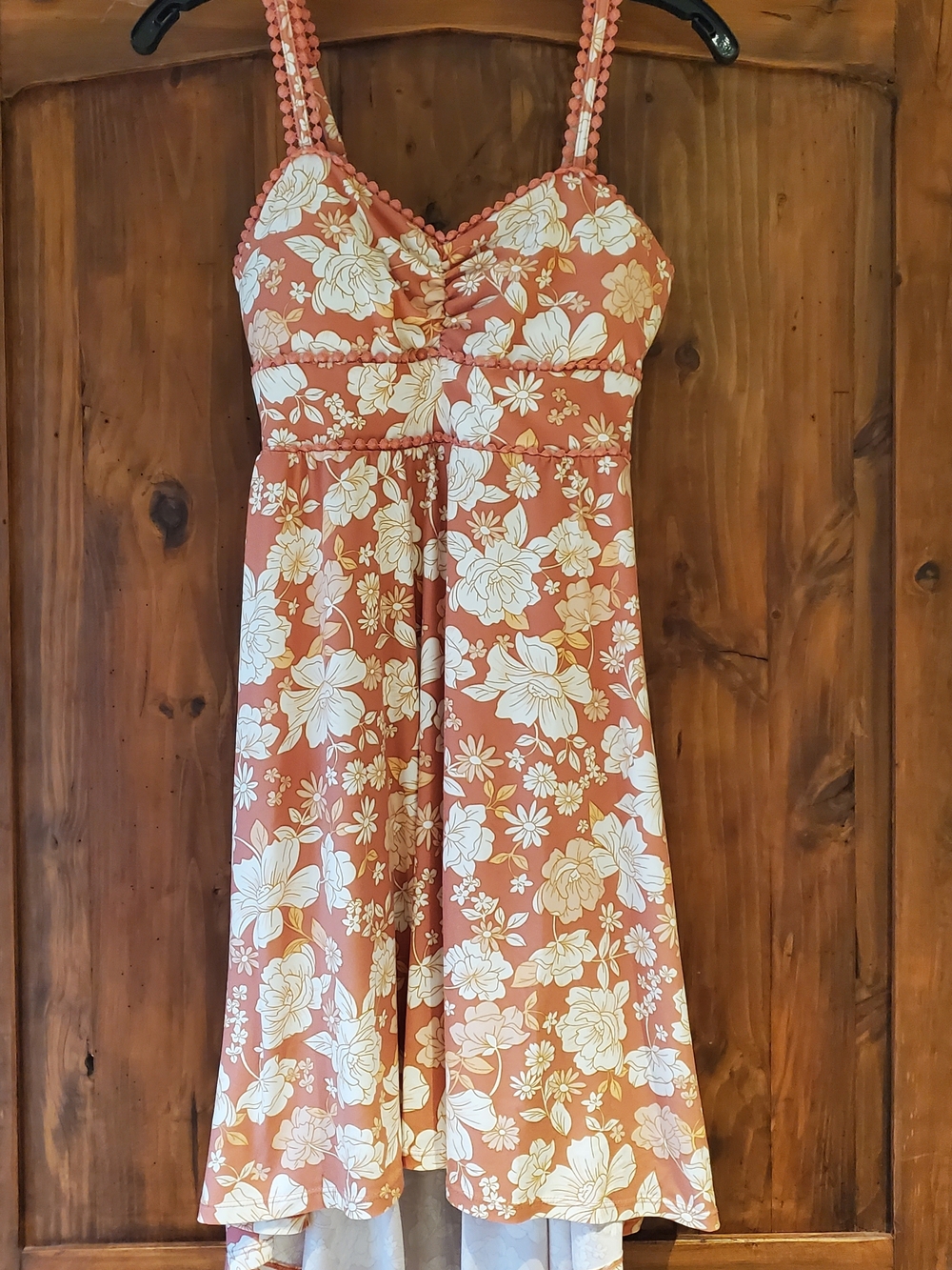 No Boundaries Rust and White Floral High-Low Sundress
